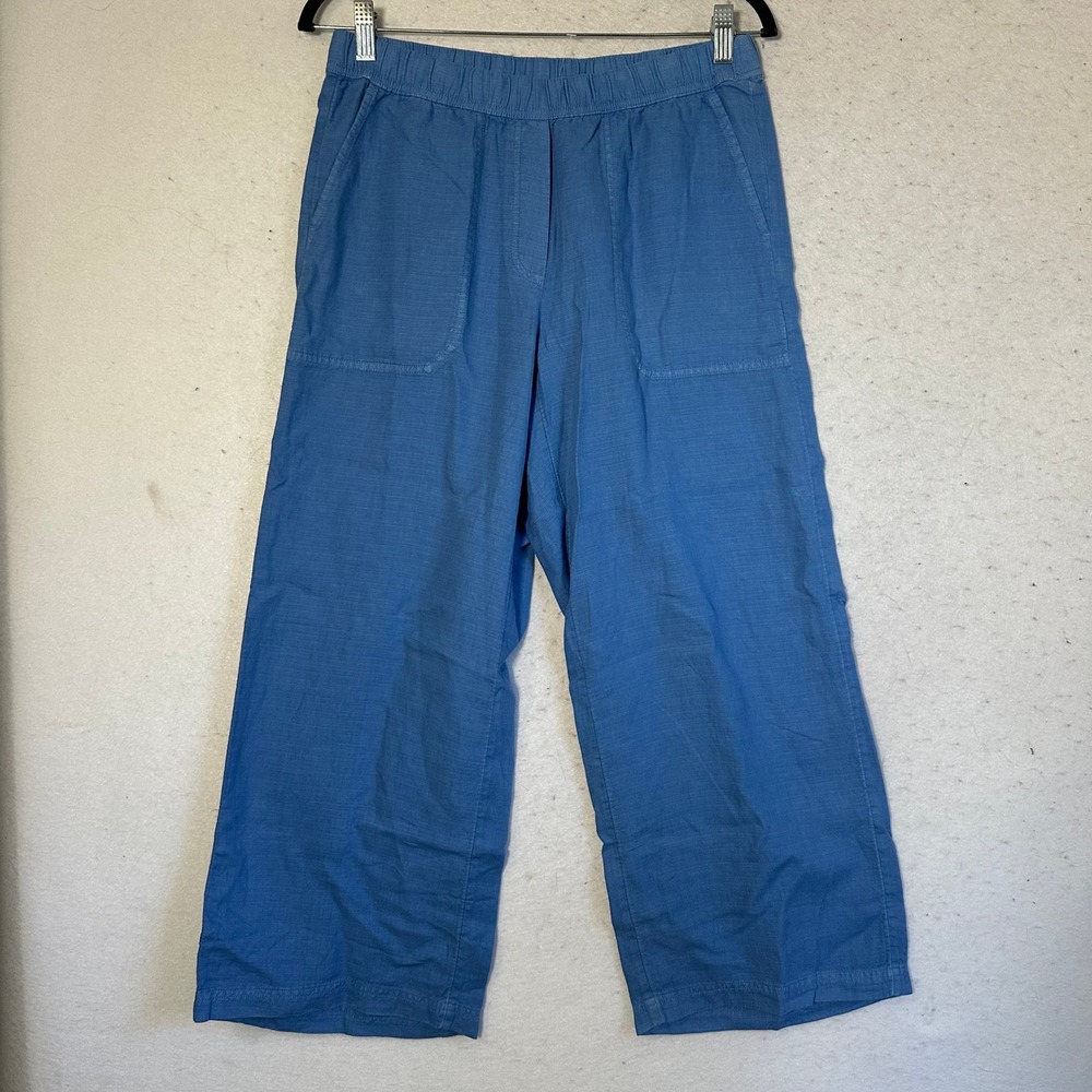Pure Jill J. Jill Blue Wide Leg Crop Pants WTP236012 Small Cotton Tencel Blend